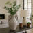 Rustic Terracotta Tall Table Vase With Orbs Under Handles - Contemporary Vases For Flowers And Home Decor Interiors - 26", Gray