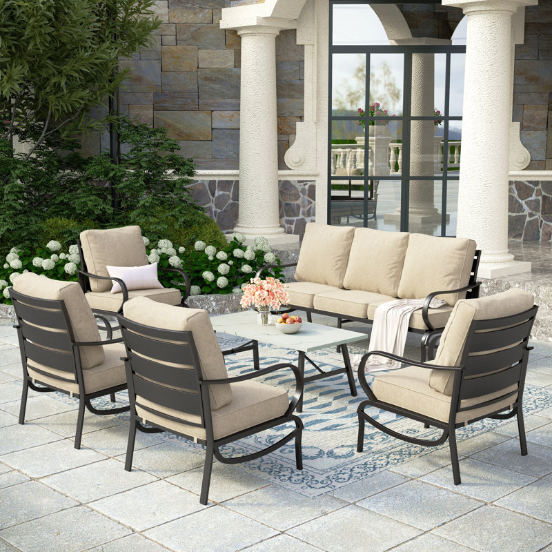 Tapasi 7 - Person Outdoor Seating Group with Cushions, Beige