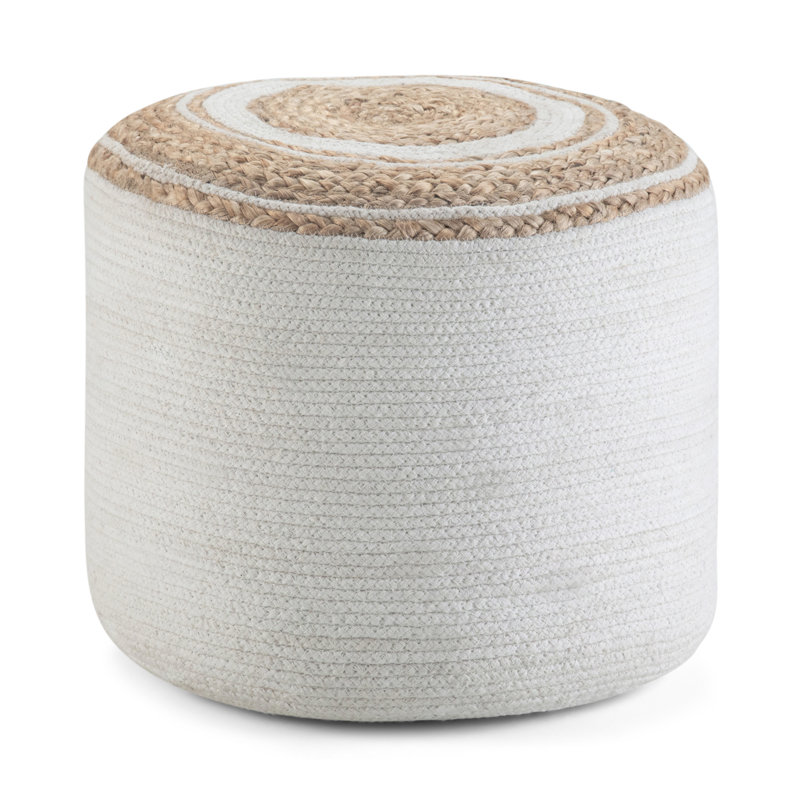 Pouf rond en coton et en jute avec motif à chevrons Rosie