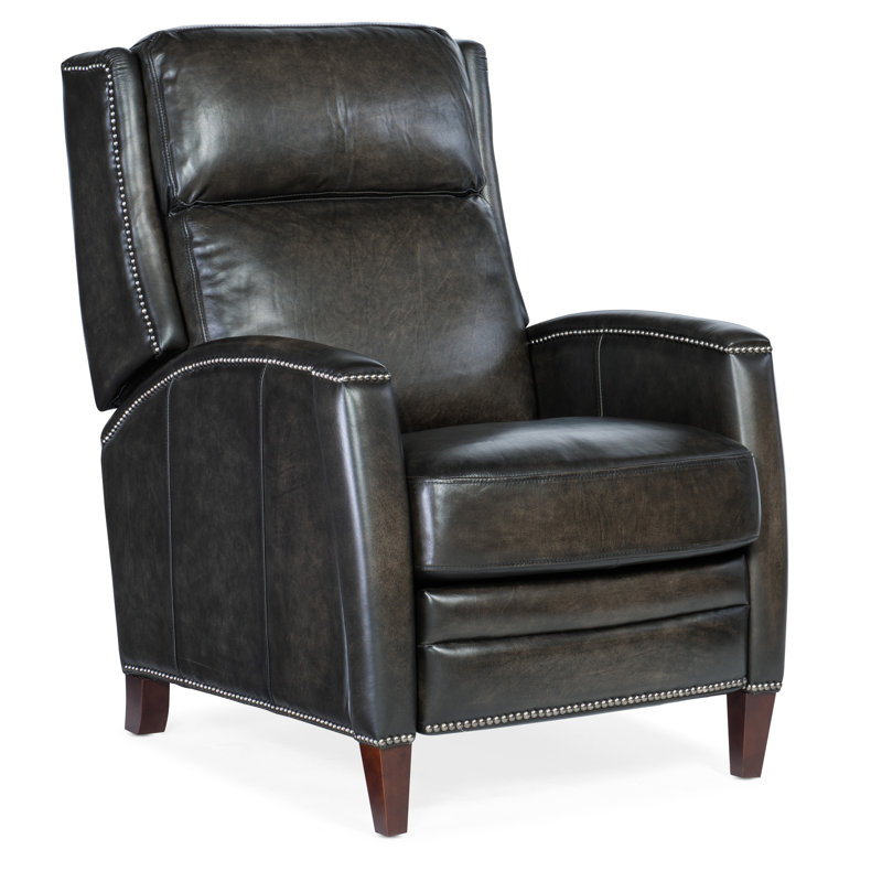 Dunsten Leather Manual Recliner, Manual, Dark Brown Genuine Leather
