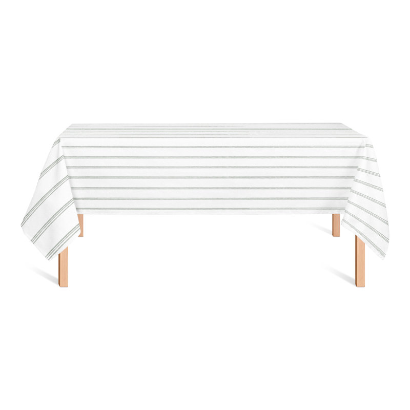 Nappe rayée en polyester, Vert, L 102 po x l 58 po