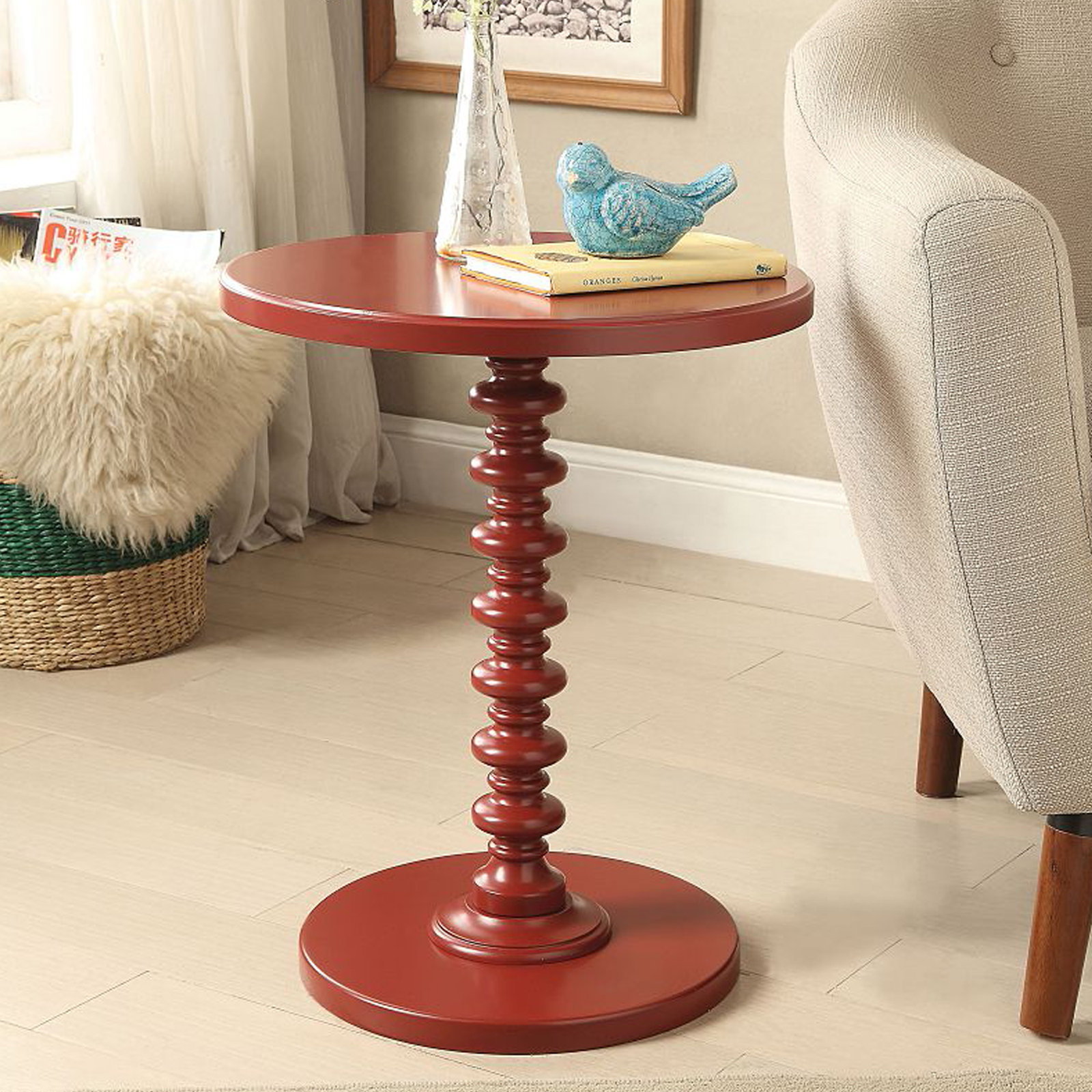 Fiama End Table, Red, 22.25" H x 17" W x 17" D