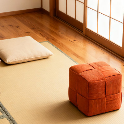 Tabouret brun en velours côtelé, tissu confortable et respirant, mousse haute résilience, structure en bois, prêt à l'emploi dans les chambres