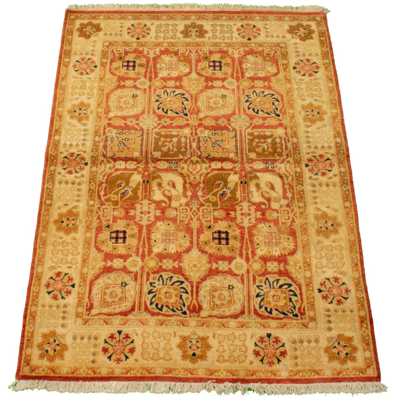 Tapis de bois one-of-kind à la main-noué la new age pako persane 18/20 rouge 4 pi 1 po x 6 pi en laine 2 po