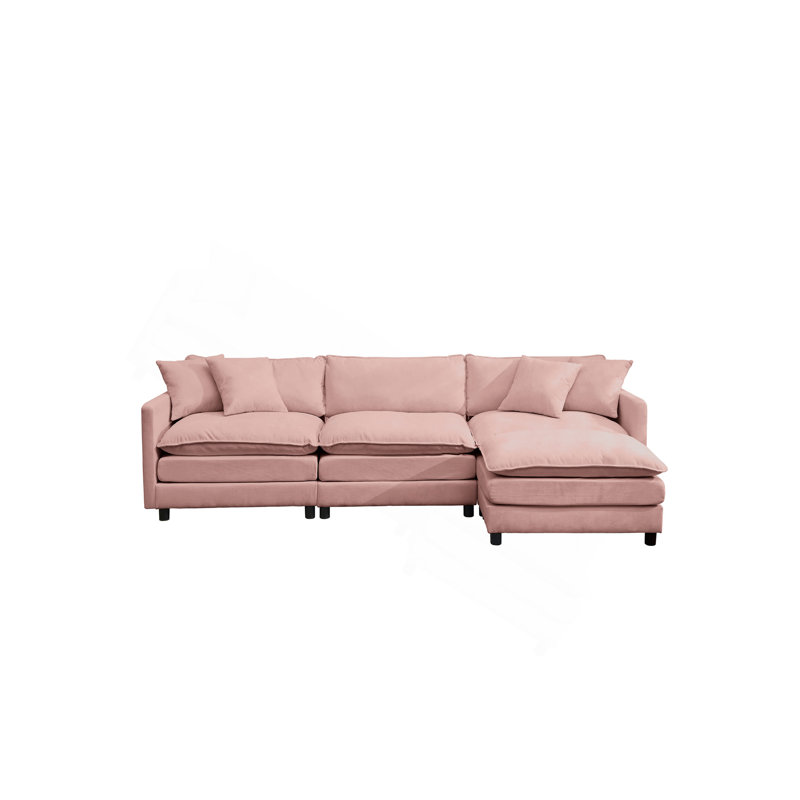 Canapé en chenille de 108 pouces à structure modulaire en forme de L, doté d'un design polyvalent qui s'adapte à tout espace intérieur, offrant un confort sans limite et un style contemporain.