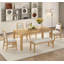 Ensemble de table de salle à manger vintage extensible pour 4 à 6 personnes avec 4 chaises rembourrées et banc-1422700851