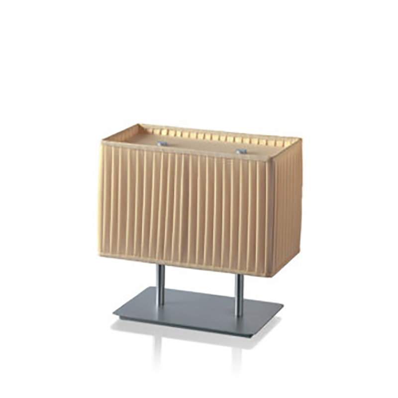 Blissy 16.9291" Table Lamp, Ivory Pleated, Metallized Gray