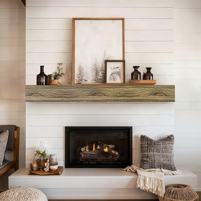 Fireplace Mantel Handmade Rustic Wood Mantel for Over Fireplace Wall Mounted Floating Mantle Shelves for Living Room Decor