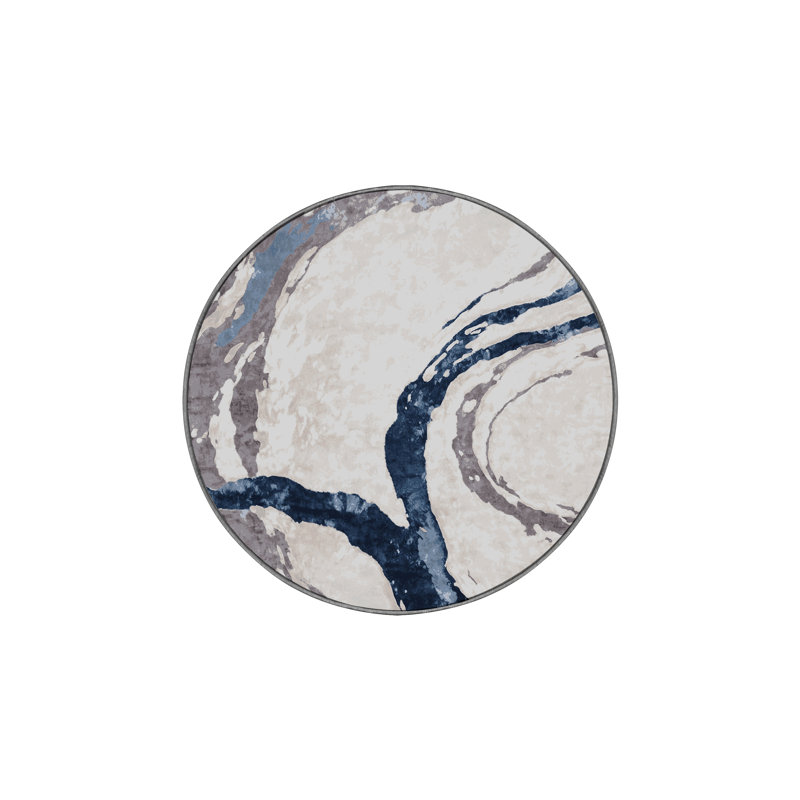Tapis gris soyeux et moelleux, Rond 3 pi