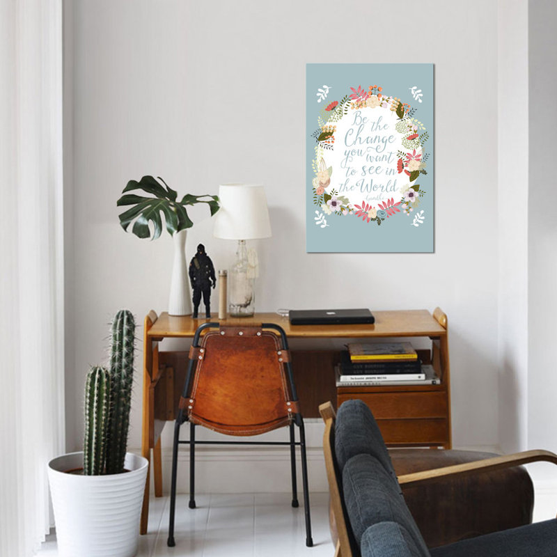 «Be the change» par Mia Charro, reproduction sur toile, H 18 po x l 12 po x P 1,5 po, Toile tendue, Pas de tapis