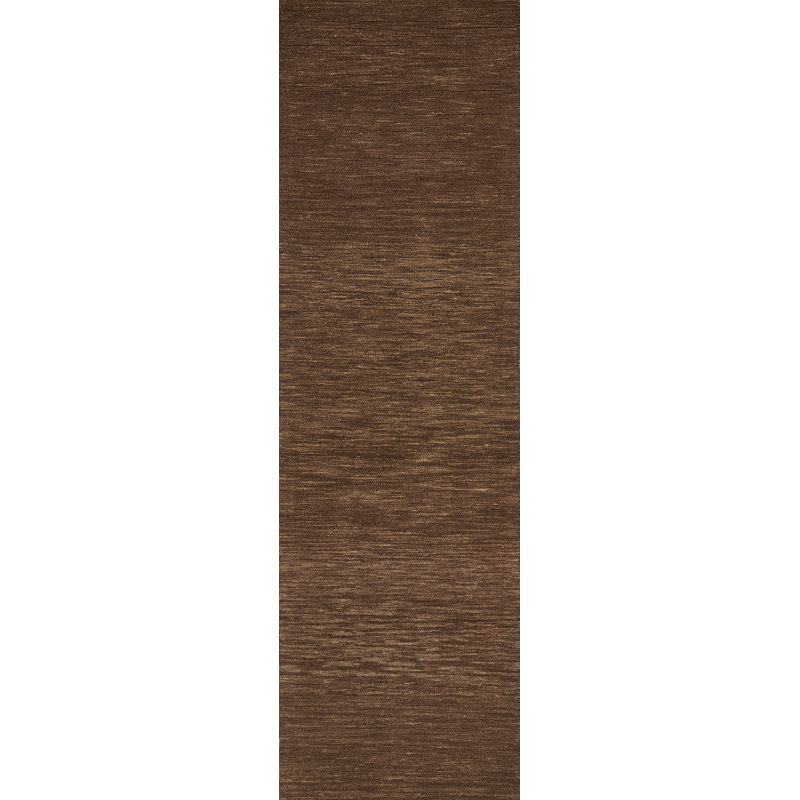 Ebern Designs Wulfsohn Solid Color Wool Hand Tufted Brown Area Rug, Runner 2'3" x 8'