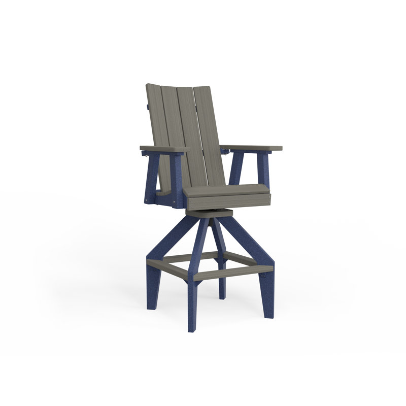 SOL Outdoor Bar Stool, Navy Blue, Brazilian Walnut