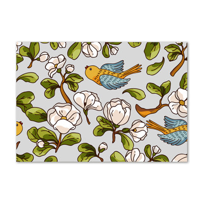 Flowers And Birds - Wrapped Canvas Print