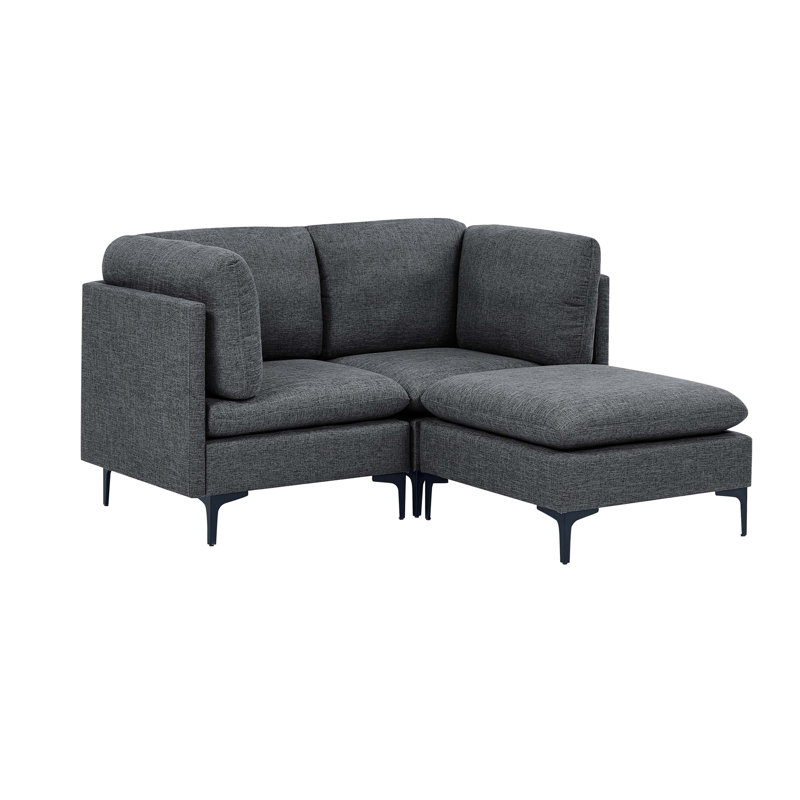 Canapé modulaire rembourré avec pieds en métal, Gris foncé