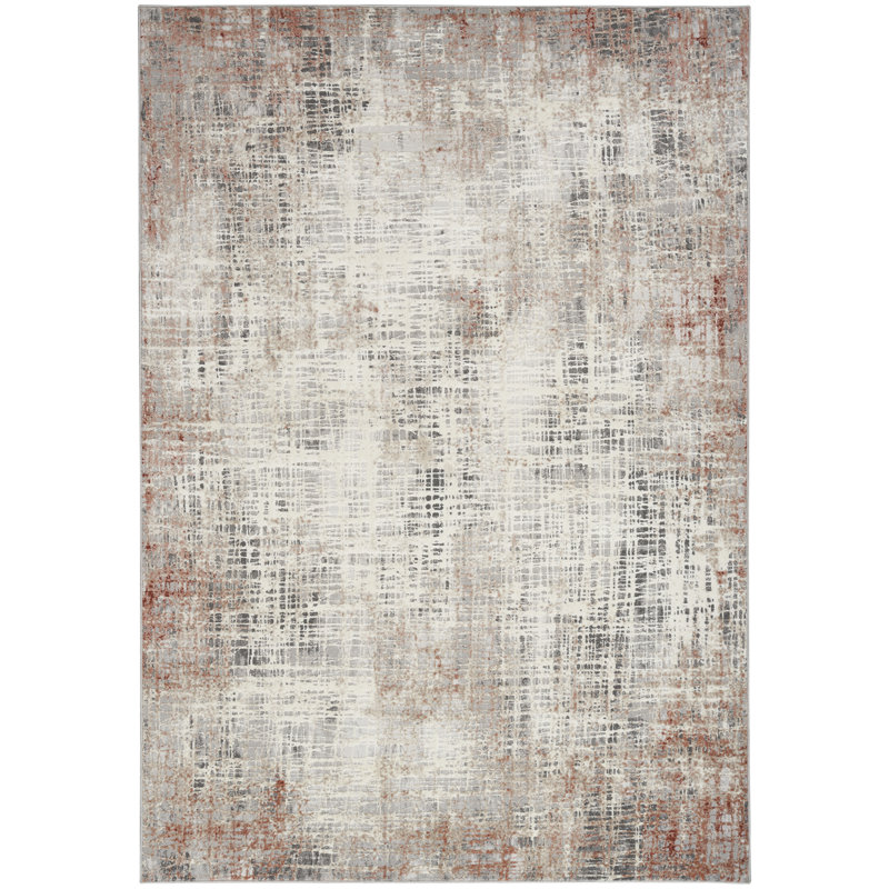 CK022 INFINITY Rust Red/Grey/Blue Area Rug, Rectangle 122 x 183cm