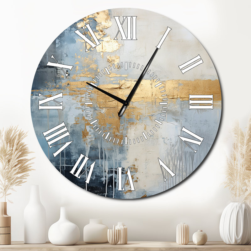 Horloge murale beige et or, Surdimensionné