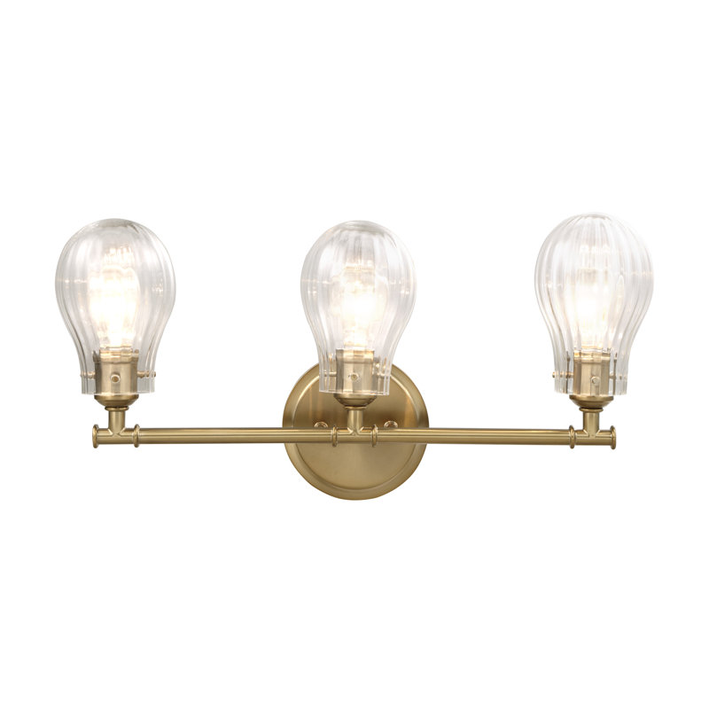 Antique Brass 3-Light Vanity Fixture with Clear Glass Shades