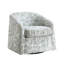 Fauteuil pivotant, tissu jacquard vert, coussins courbés en mousse
