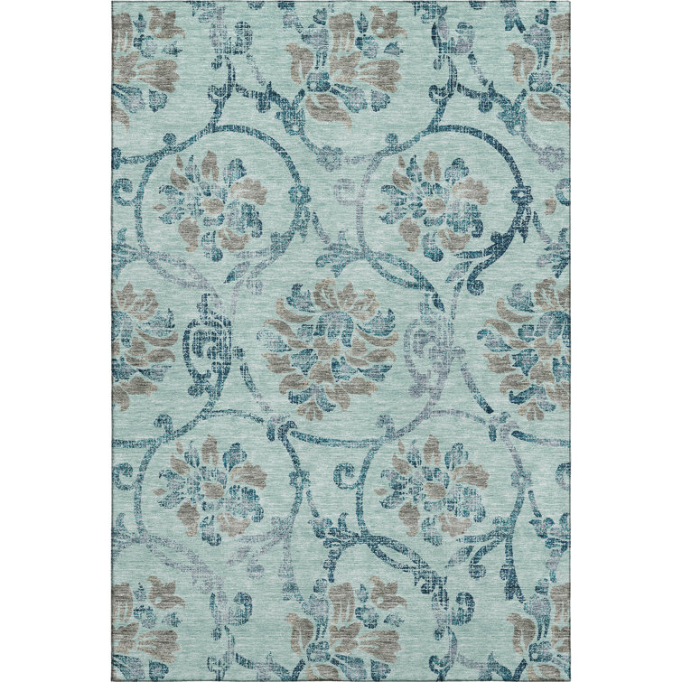 Premium Machine Washable Prisco Teal Rug