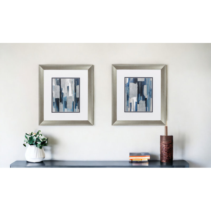 «Mirage Silver Brushed Frame», ensemble de 2 reproductions d'art encadrées