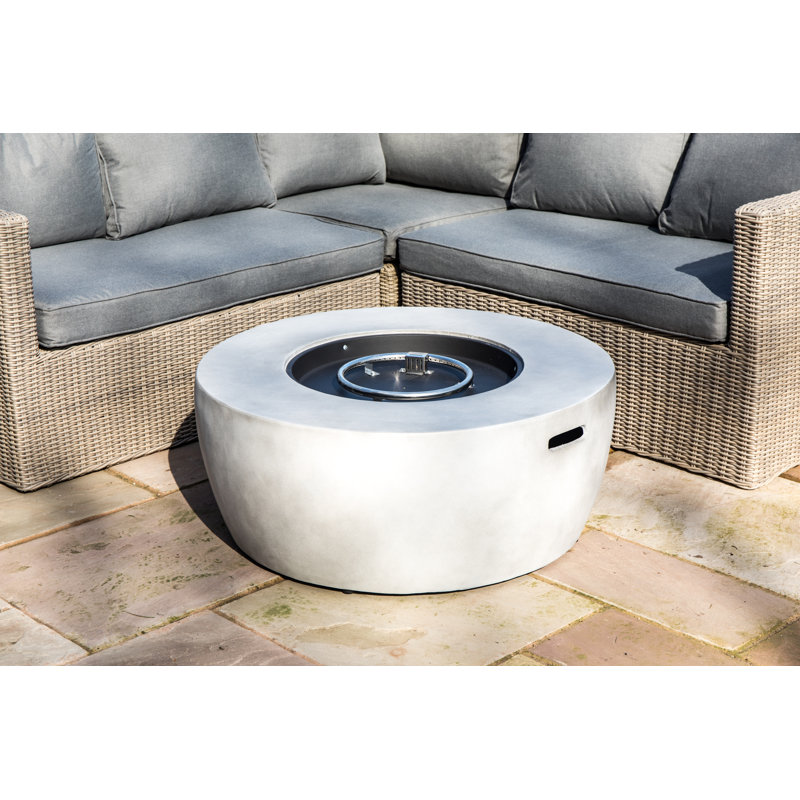 Kullan Outdoor 36" Faux Concrete Round Propane Gas Fire Pit