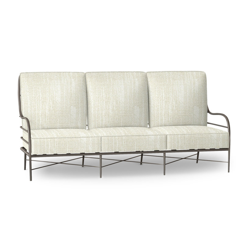 Carmel 77" Wide Outdoor Patio Sofa with Cushions, Welt, Linen Navy