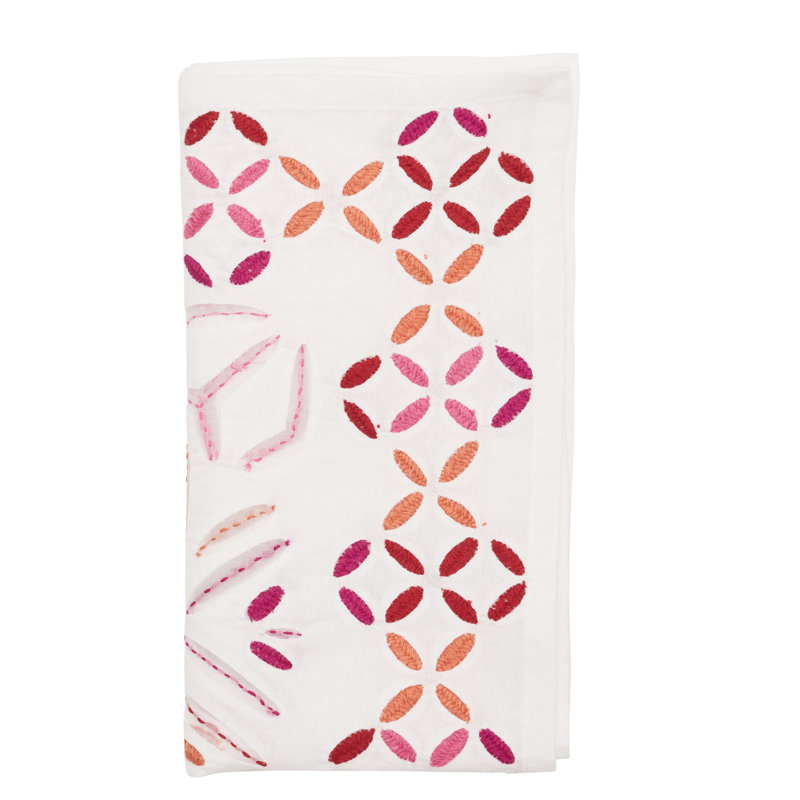 Malta Napkin, White/Pink/Orange