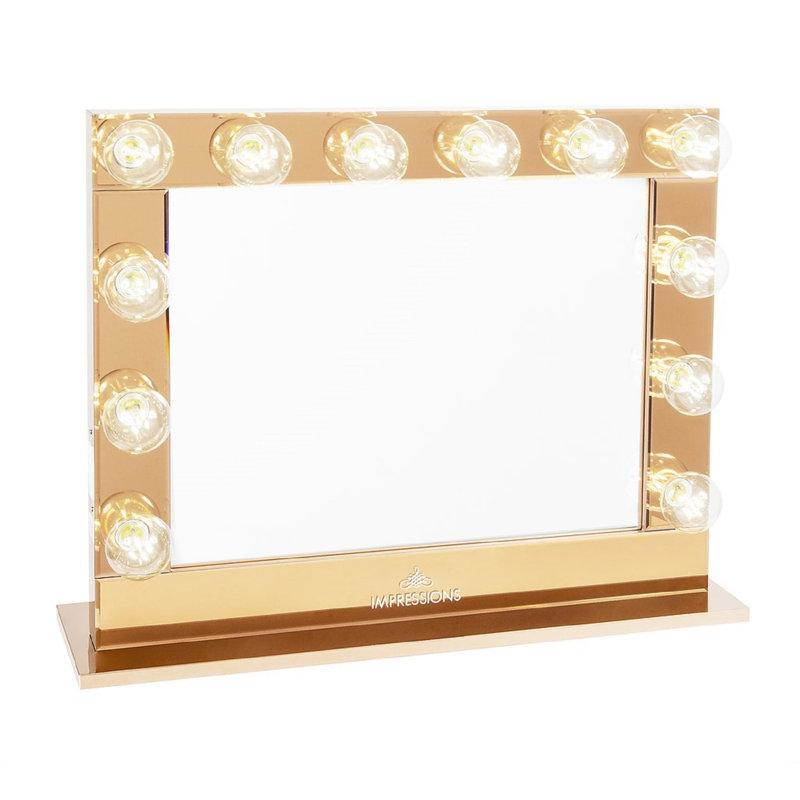 Miroir de maquillage lumineux Hollywood Reflection Pro avec 15 ampoules DEL claires, Or rose, 26,5 po x 34 po