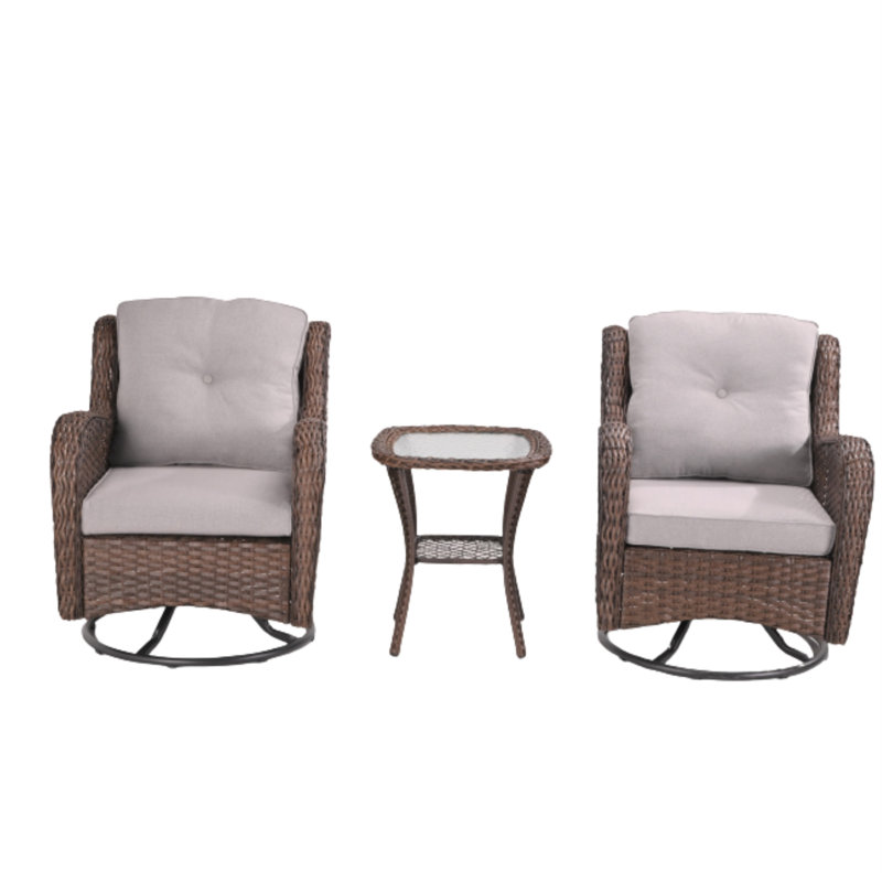 Ensemble de 3 chaises berçantes pivotantes