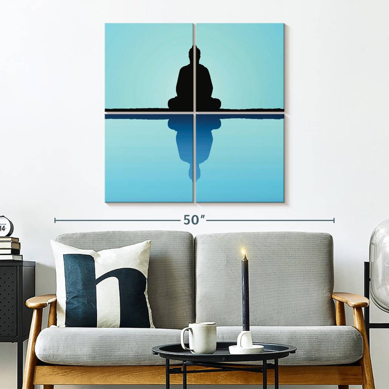 Silhouette de Bouddha méditant Adella, H 32 po x l 32 po