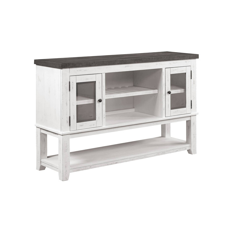 60.4"W Rustic Server, Distressed White/Gray