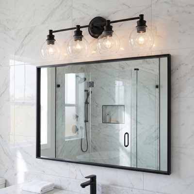  Éclairage pour meuble-lavabo noir mat à 4 lumières à intensité variable