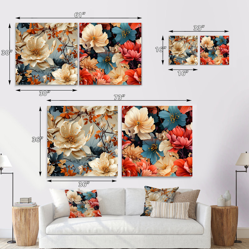 Motif floral de couleur pastel en fleurs naturelles, H 16 po x l 33 po