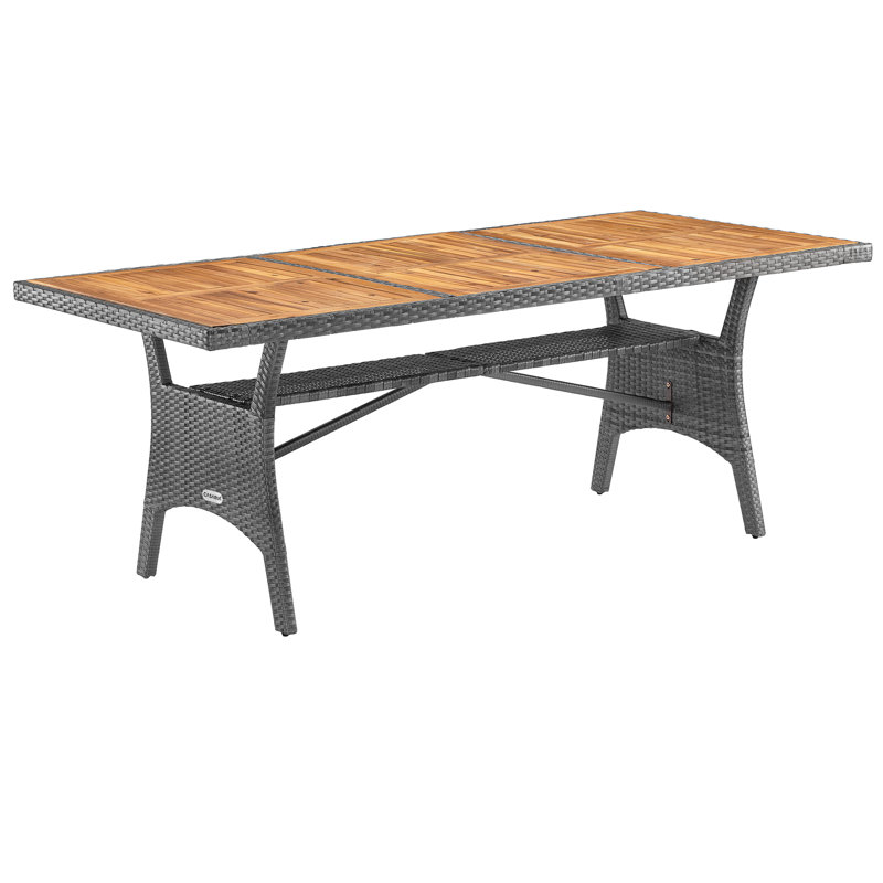 Rectangular Metal Outdoor Dining Table , 190cm cm W 90cm cm D, Grey/Brown/Blue