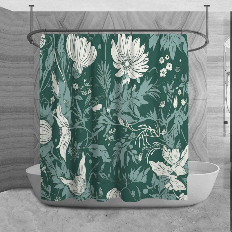Rideau de douche à motif floral Kylono, H 93 po x l 70 po
