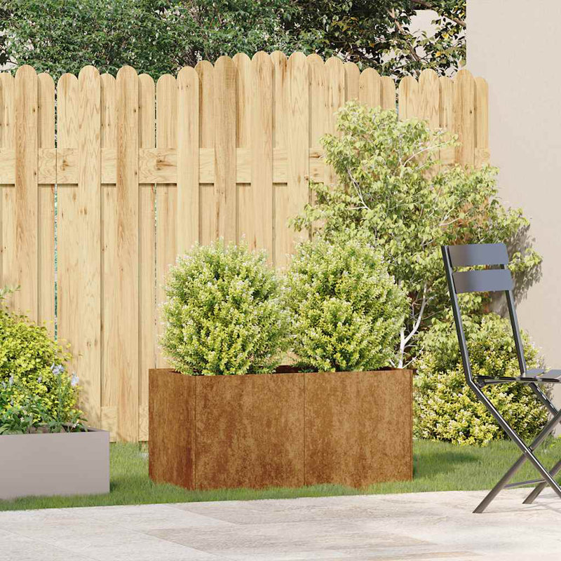 Metal Planter Box, Brown, 15.75" H x 31.50" W x 15.75" D