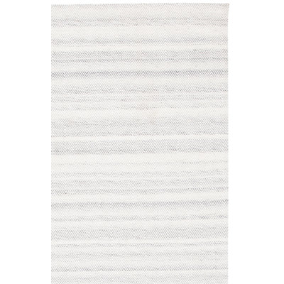 Tapis gris / ivoire en laine tissé à la main Earin