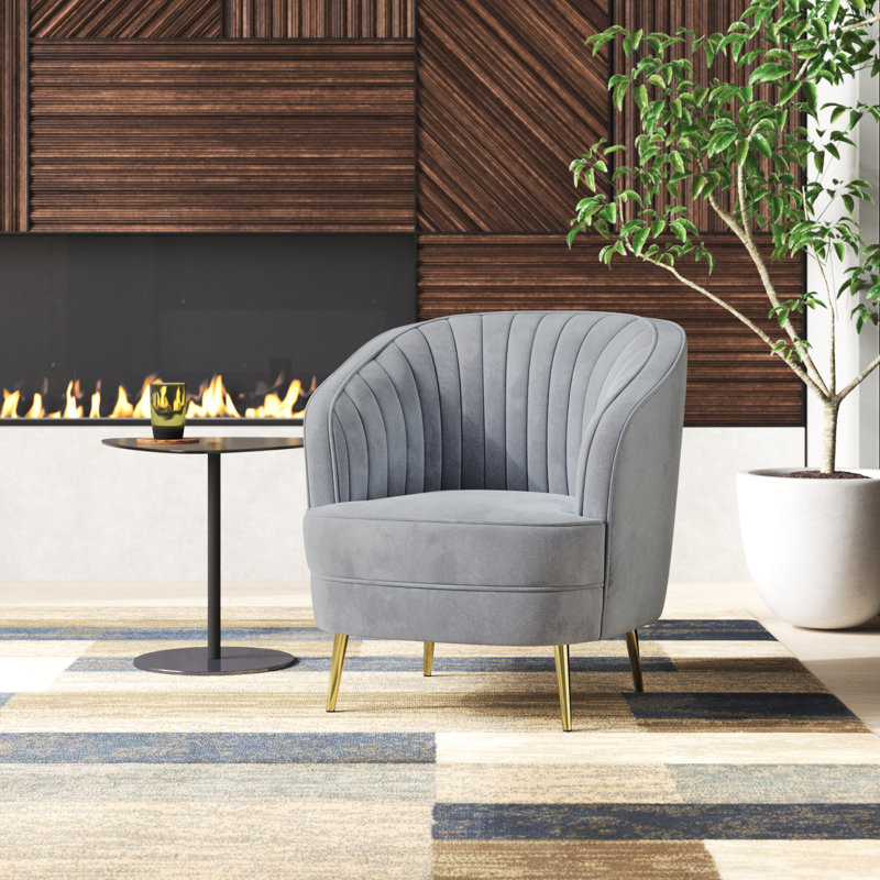 Fauteuil demi-tonneau Westerham, Velours gris