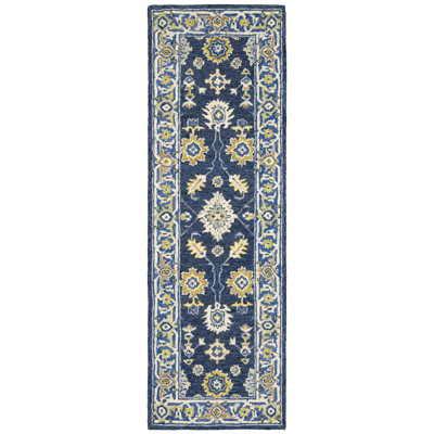 Schuck Handmade Hand Tufted Blue/Yellow Area Rug