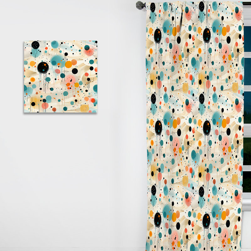 Motif à pois multicolores - Rideau abstrait - Rideau obscurcissant - 1 panneau, L 52 po x L 120 po
