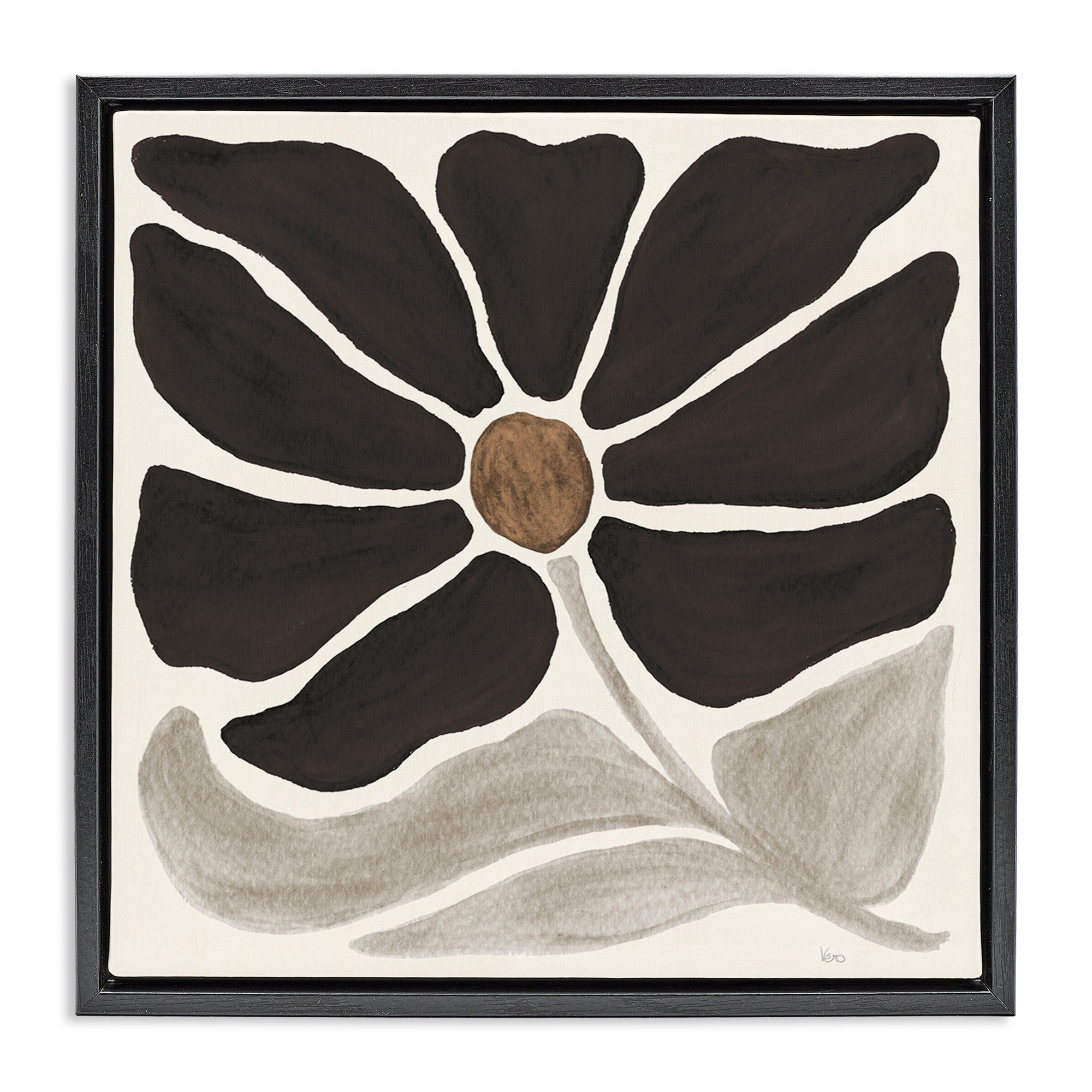 Lark Manor™ Modern Neutral Flower Framed Floater Canvas Wall Art by ...