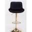 Repose-pieds chromé et base pivotante en velours à hauteur réglable et tabouret de bar simple doré, ensemble de 2, noir