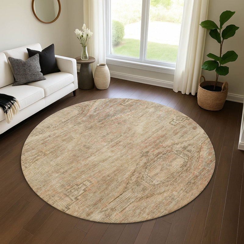 Premium Machine Washable Marasco AMF1631 Global Rug, Round 8'