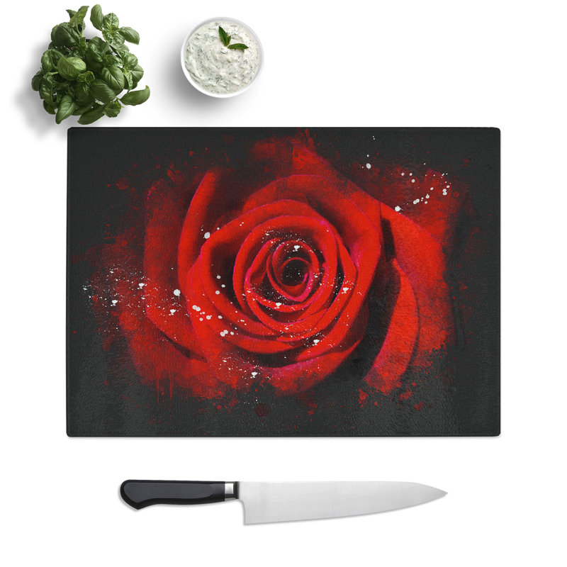 Rose Flower Vol.5 Paint Splash Chopping Board, 0.4cm H x 28.5cm W x 39cm L