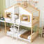 Charmant lit superposé simple au-dessus d'un lit simple en bois avec toit, fenêtre, porte et échelle Almirah-1275844324