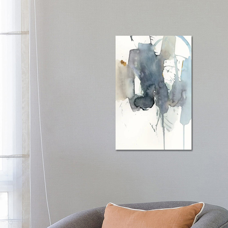 Indigo Splatter II by Victoria Barnes - Wrapped Canvas Painting, 66.04 cm H x 45.72 cm W x 3.175 cm D