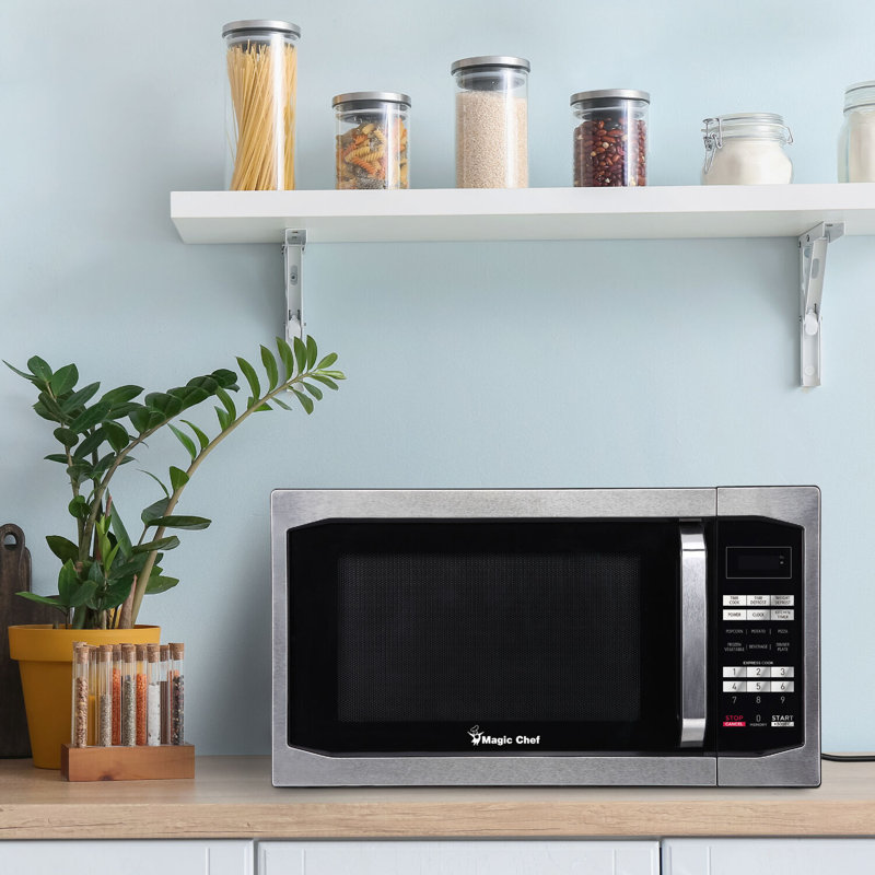 Magic Chef 1.6 Cubic Feet 1100 Watt Countertop Microwave, Stainless Steel