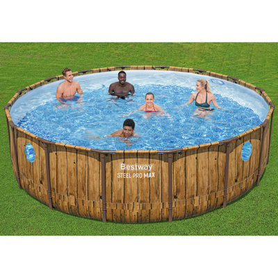 Ensemble de piscine hors terre Bestway Steel Pro MAX Splashview - 16 pi x 48 po, brun