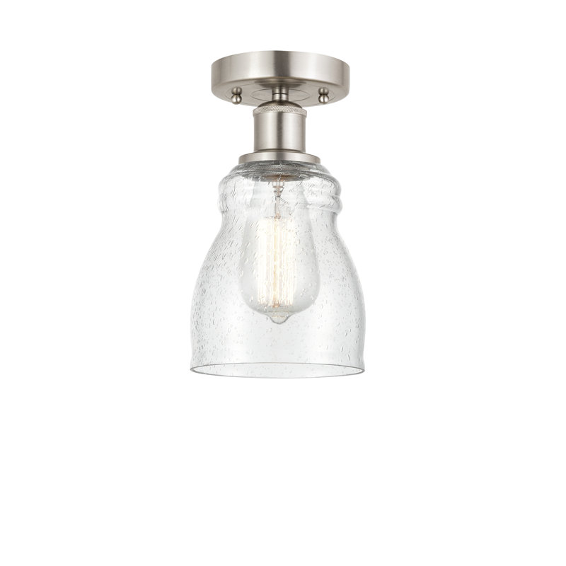 Plafonnier semi-encastré en verre Mccarver, Grainé, Nickel satiné brossé