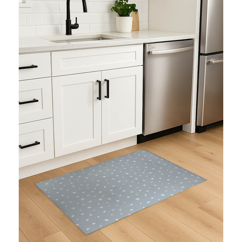 Tapis de cuisine antidérapant Starry Night, Rectangulaire 3 pi x 5 pi, Bleu ardoise